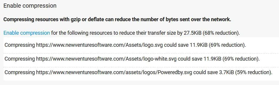 Pagespeed Insights Compression