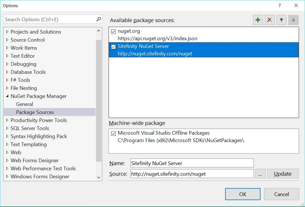 Sitefinity nuget server